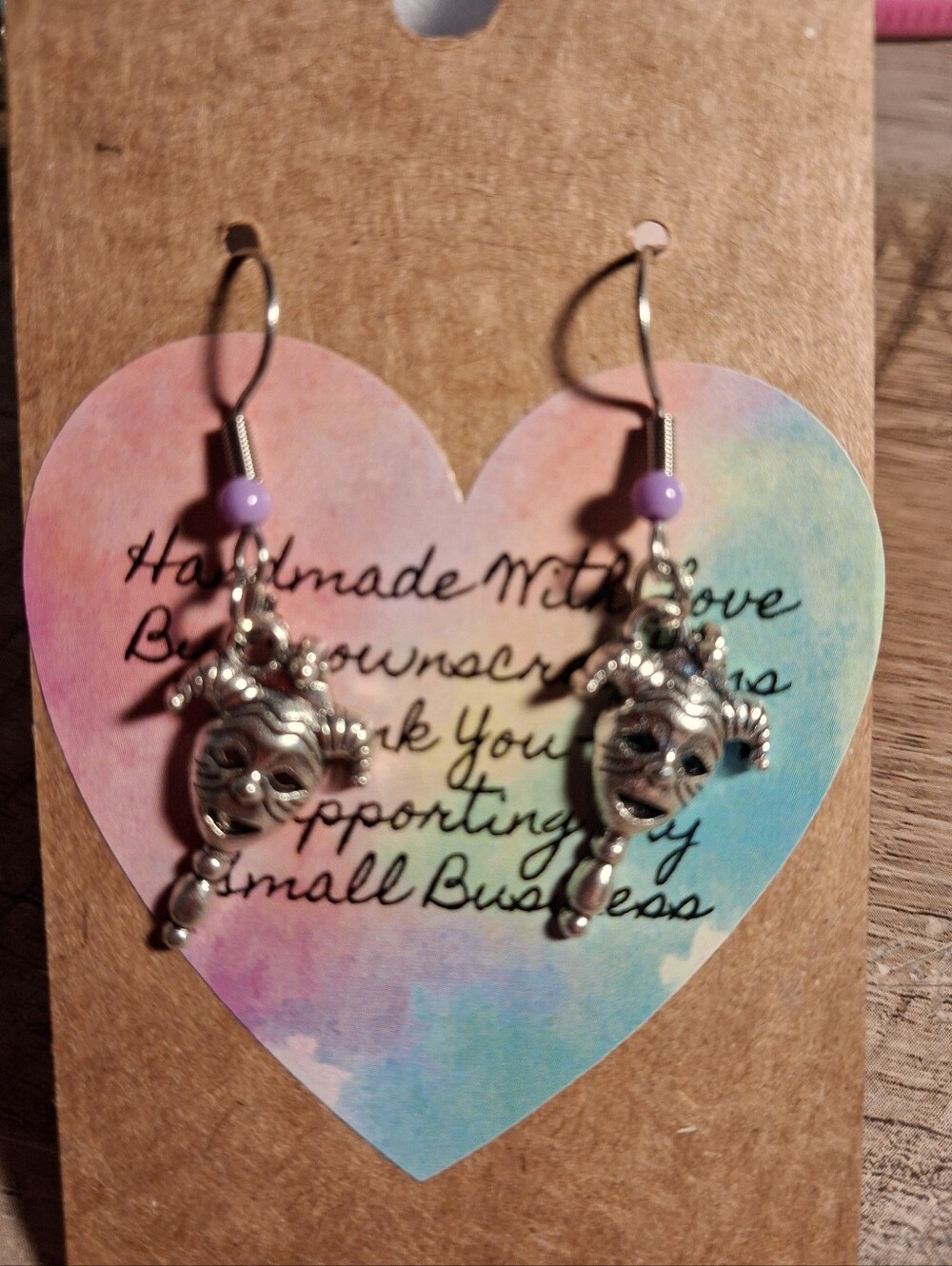 Handmade Stainless Steel Jester Mask Earrings
